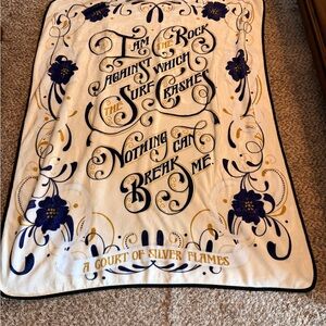 A Court of Silver Flames Throw Blanket - White with Navy & Gold